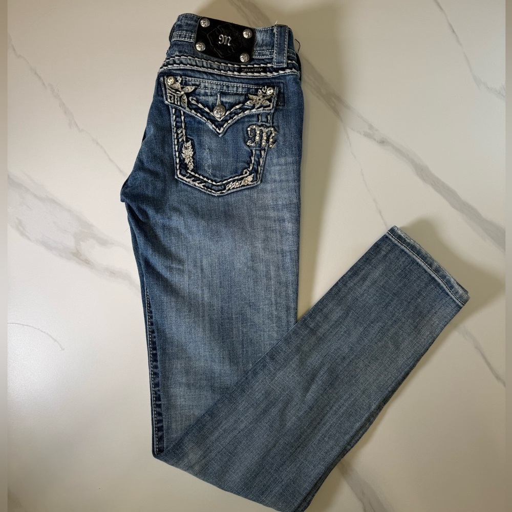 Miss Me Women's Denim Skinny Jeans with Embellished Pockets